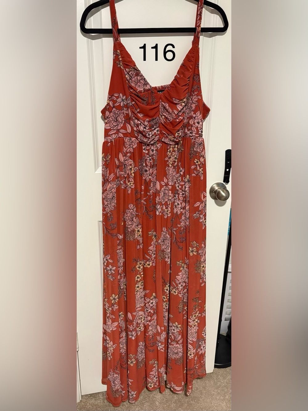 torrid Rust Maxi Skirt with Pink Floral Print
